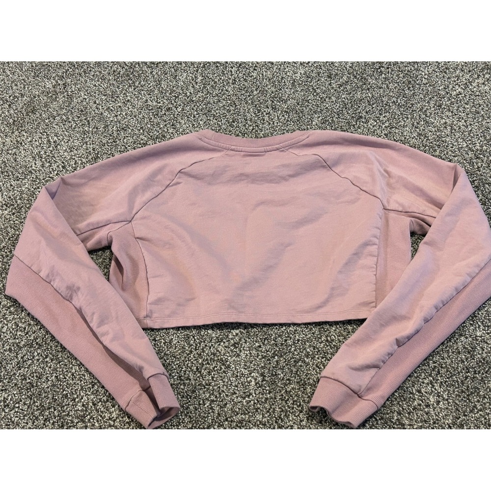 D37 Gymshark Cropped Long Sleeve Sweatshirt lilac purple Crewneck Women's Size L - Picture 2 of 3